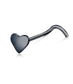 Solid Heart Silver Curved Nose Stud NSKB-601